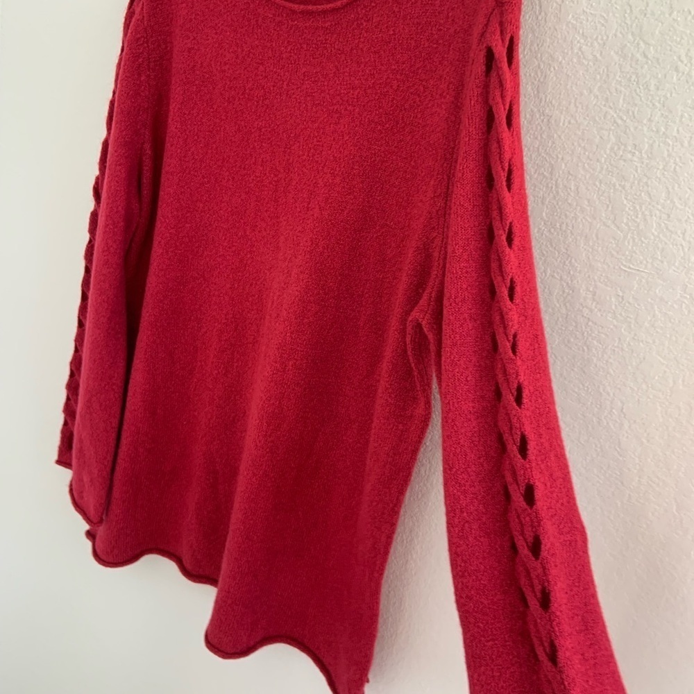 Lane Bryant Fuchsia Pink Lattice Cut Out Long Sleeve Shimmer Sweater NWT - Picture 12 of 15